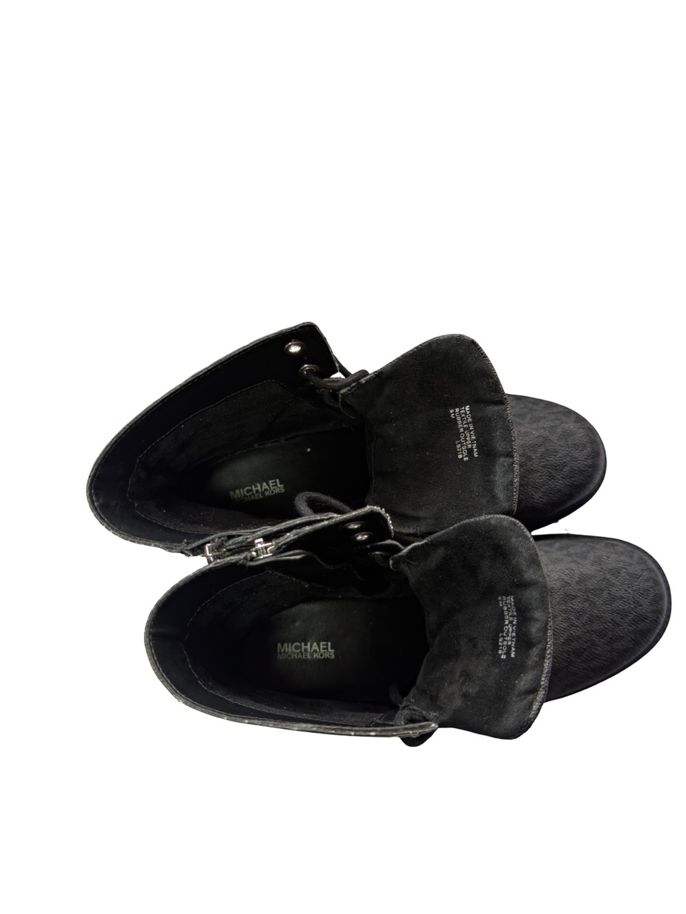Michael Kors Combat Boots Black Logo Lace Up Zip Women’s Size 9 Casual - Picture 8 of 9